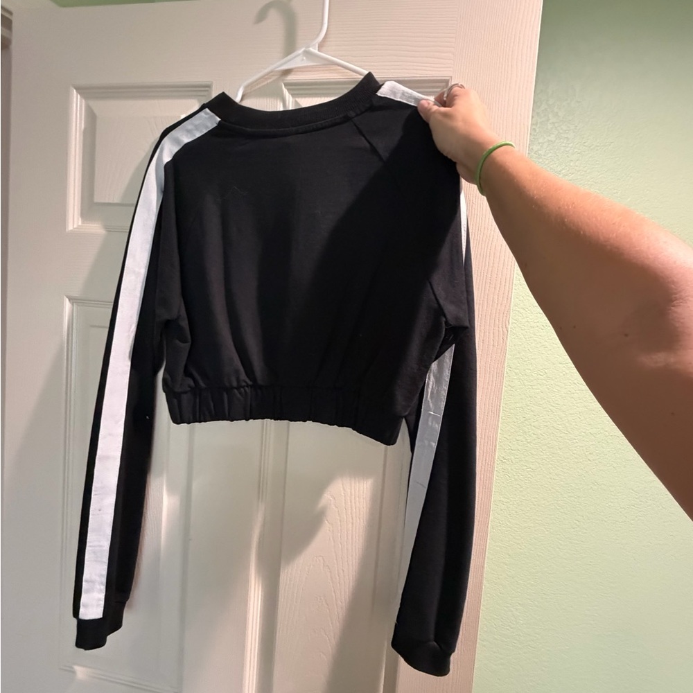 ASOS Black Crop Top with White Stripes